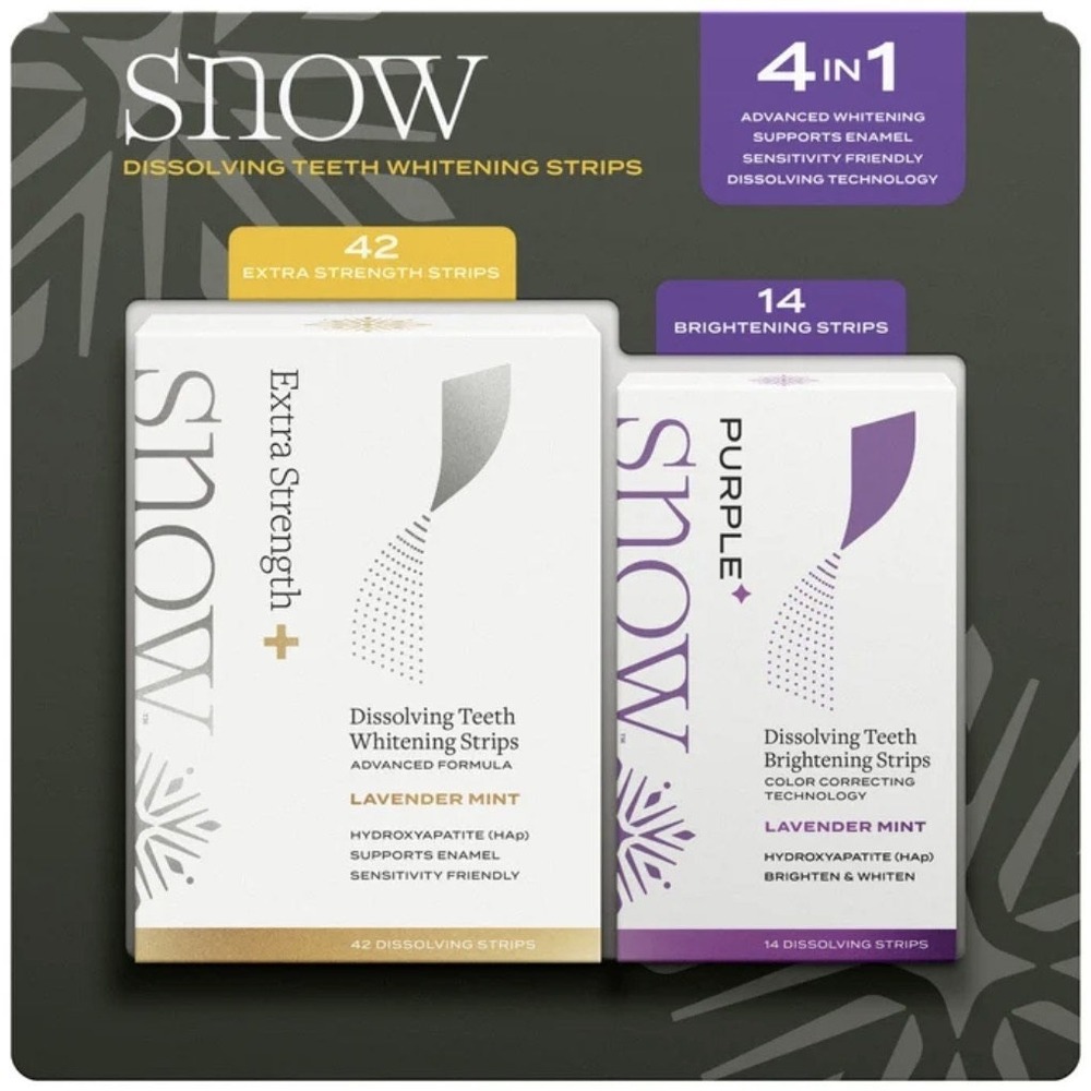 NIB SNOW Dissolving Teeth Whitening Strips Extra Strength/Brightening Treatment